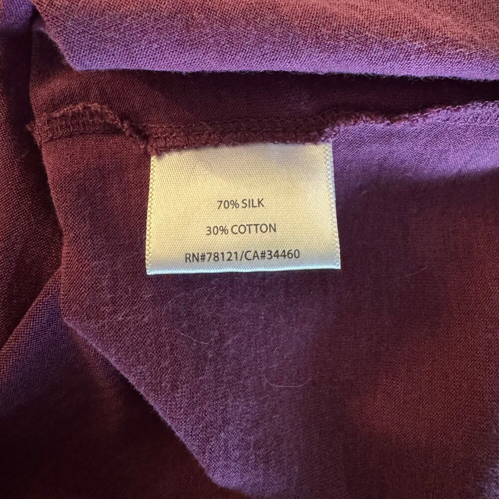 Eileen Fisher | Purple Marled Yarn Silk and Cotton Blend Long Sleeve Tee Size L - Picture 6 of 8